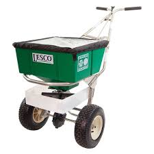 Lesco 80 lb. Snow Spreader with Stainless Steel Frame and High-Vis Deflector #105821